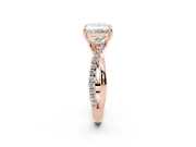 Princess Cut Crossover Pave Solitaire Engagement Ring Setting | Twisted Shoulders | Rose Gold