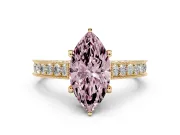 Marquise Hidden Halo Engagement Ring Setting for a Fancy Pink Lab-Grown Diamond | Milgrain Pave | Yellow Gold