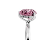 Heart-Shaped Hidden Halo Engagement Ring Setting for a Fancy Pink Lab-Grown Diamond | Plain Band | White Gold