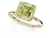 Asscher Cut Hidden Halo Ring Setting for a Fancy Yellow Lab-Grown Diamond | Yellow Gold
