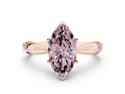 Fancy Pink Marquise Cut Diamond Solitaire Twisted Band Ring Set in Rose gold with Accent Stones and Prong Setting