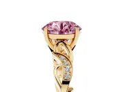 Round Vine Engagement Ring Setting for a Fancy Pink Lab-Grown Diamond | Yellow Gold