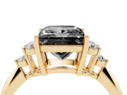 Princess Cut Cluster Accent Engagement Ring Setting for a Black Center | Plain Band | Yellow Gold