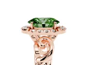 Oval Filigree Halo Engagement Ring Setting for a Fancy Green Lab-Grown Diamond | Rose Gold
