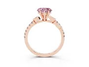 Heart-Shaped Leaf Pavé Engagement Ring Setting for a Fancy Pink Lab-Grown Diamond | Rose Gold