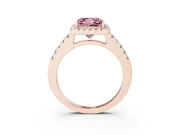 Princess Cut Halo Engagement Ring Setting for a Fancy Pink Lab-Grown Diamond | Single Row Pavé Band | Rose Gold