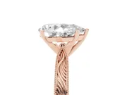 Pear-Shaped Engraved Solitaire Engagement Ring Setting | Milgrain Edges | Rose Gold