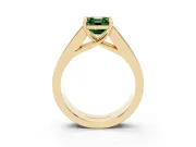 Fancy Green Asscher Cut Diamond Solitaire Ring Set in Yellow gold with Channel-Set Accent Stones and Prong Setting