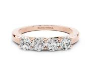 Round Lab-Grown Diamond Four Stone Wedding Band | Raised Prong Baskets | Rose Gold