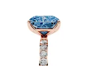 Radiant Cut Pave Engagement Ring Setting for a Fancy Blue Lab-Grown Diamond | Slim Band | Rose Gold