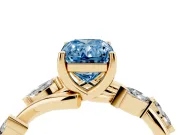 Radiant Cut Twisted Vine Engagement Ring Setting for a Fancy Blue Lab-Grown Diamond | Yellow Gold