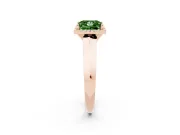 Fancy Green Princess Cut Diamond Halo Ring Set in Rose gold with Cathedral Band and Prong Setting
