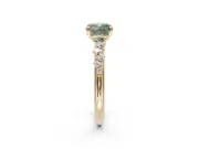 Cushion Cut Graduated Solitaire Engagement Ring Setting for a Fancy Green Lab-Grown Diamond | Yellow Gold