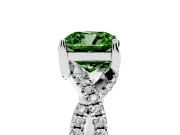 Cushion Cut Twisted Pave Engagement Ring Setting for a Fancy Green Lab-Grown Diamond | Split Shank | Sterling Silver