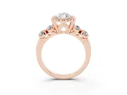 Marquise Floral Engagement Ring Setting | Petal Frame and Side Stones | Rose Gold