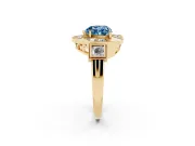 Heart-Shaped Milgrain Sectioned Halo Engagement Ring Setting for a Fancy Blue Lab-Grown Diamond | Yellow Gold