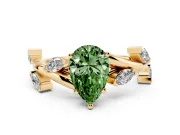 Pear-Shaped Twisted Vine Engagement Ring Setting for a Fancy Green Lab-Grown Diamond | Yellow Gold