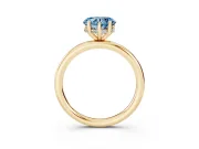 Fancy Blue Heart Cut Diamond Solitaire Ring Set in Yellow gold with Thin Band and Prong Setting