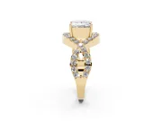 Princess Cut Diamond Solitaire Twist Band Pavé Engagement Ring Set in Yellow gold