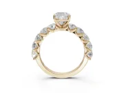 Cushion Cut Side Stone Engagement Ring Setting | Scalloped Prong Accents | Yellow Gold