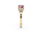 Fancy Pink Princess Cut Diamond Solitaire Floral Ring Set in Yellow gold with Marquise Petals and Prong Setting
