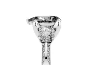 Pear-Shaped Hidden Halo Three Stone Engagement Ring Setting for a Black Center | Platinum