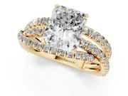 Radiant Cut Twisted Pavé Solitaire Engagement Ring Setting | Three-Strand Band | Yellow Gold
