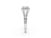 Cushion Cut Halo Engagement Ring Setting | V-Split Pavé Band | White Gold