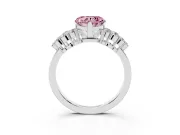 Fancy Pink Heart Cut Diamond Cluster Engagement Ring Set in White gold with Pavé Band and Prong Setting