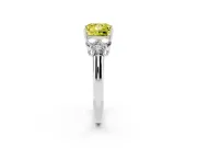 Princess Cut Side Stone Engagement Ring Setting for a Fancy Yellow Lab-Grown Diamond | White Gold