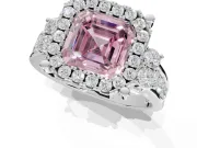 Asscher Cut Halo Engagement Ring Setting for a Fancy Pink Lab-Grown Diamond | Graduated Channel Band | Platinum
