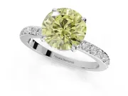 Round Hidden Halo Engagement Ring Setting for a Fancy Yellow Lab-Grown Diamond | Pavé Band | Platinum