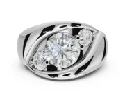 Round Three Stone Bypass Engagement Ring Setting | Sculpted Crossover Band | Platinum