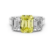 Emerald Cut Engagement Ring Setting for a Fancy Yellow Lab-Grown Diamond | Sterling Silver - Design NV-24908
