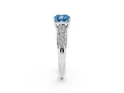 Cushion Cut Close Set Pave Engagement Ring Setting for a Fancy Blue Lab-Grown Diamond | Multi Row | Sterling Silver