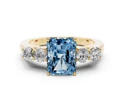 Radiant Cut 5 Stone Engagement Ring Setting for a Fancy Blue Lab-Grown Diamond | Yellow Gold