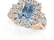 Radiant Cut Halo Engagement Ring Setting for a Fancy Blue Lab-Grown Diamond | Graduated Channel Band | Rose Gold