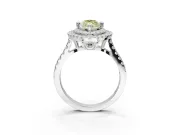 Marquise Double Halo Engagement Ring Setting for a Fancy Yellow Lab-Grown Diamond | Pave Shoulders | Platinum