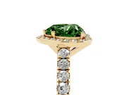 Heart-Shaped Halo Pavé Engagement Ring Setting for a Fancy Green Lab-Grown Diamond | Yellow Gold