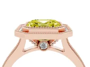 Asscher Cut Vintage Milgrain Halo Engagement Ring Setting for a Fancy Yellow Lab-Grown Diamond | Bezel Head | Rose Gold