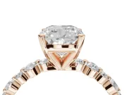 Cushion Cut Pavé Solitaire Engagement Ring Setting | Alternating Accents | Rose Gold