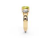 Princess Cut Three Stone Engagement Ring Setting for a Fancy Yellow Lab-Grown Diamond | Wide Plain Band | Yellow Gold