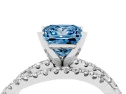 Fancy Blue Princess Cut Diamond Solitaire Twist Band Ring Set in Silver with Pavé Setting and Prong Head