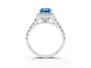 Radiant Cut Accented Halo Engagement Ring Setting for a Fancy Blue Lab-Grown Diamond | White Gold