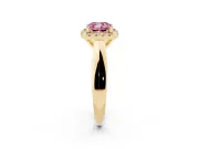 Cushion Cut Halo Engagement Ring Setting for a Fancy Pink Lab-Grown Diamond | Square Profile Band | Yellow Gold
