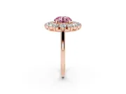 Round Floral Double Halo Engagement Ring Setting for a Fancy Pink Lab-Grown Diamond | Plain Band | Rose Gold