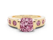 Cushion Cut Tension Style Engagement Ring Setting for a Fancy Pink Lab-Grown Diamond | Yellow Gold