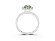 Oval Thin Halo Engagement Ring Setting for a Fancy Green Lab-Grown Diamond | Plain Polished Band | Sterling Silver