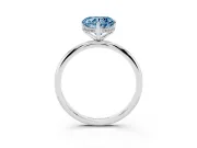 Fancy Blue Heart Cut Diamond Solitaire Engagement Ring Set in Silver with Prong Setting and Polished Band