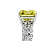 Asscher Cut Close Set Pave Engagement Ring Setting for a Fancy Yellow Lab-Grown Diamond | Multi Row | Sterling Silver